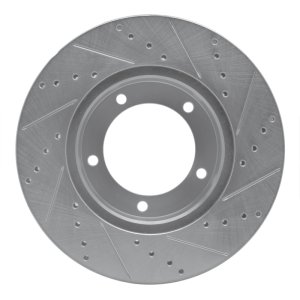 Lexus LX470 Brake Rotor (1) - Front Left - R1 Concepts - Drilled & Slotted - Silver - `98-`07